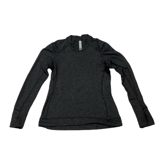 Lululemon Think Fast Long Sleeve Top Herringbone Black / Gray Size 8 - Picture 5 of 13